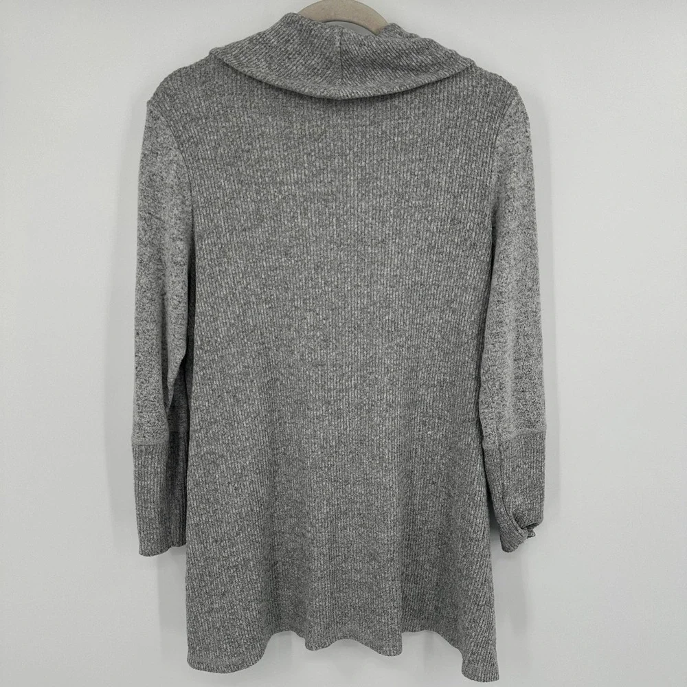 Habitat Sweater Womens Small Gray Cowl Neck Tunic‎ Pullover Ribbed Knit 35814
